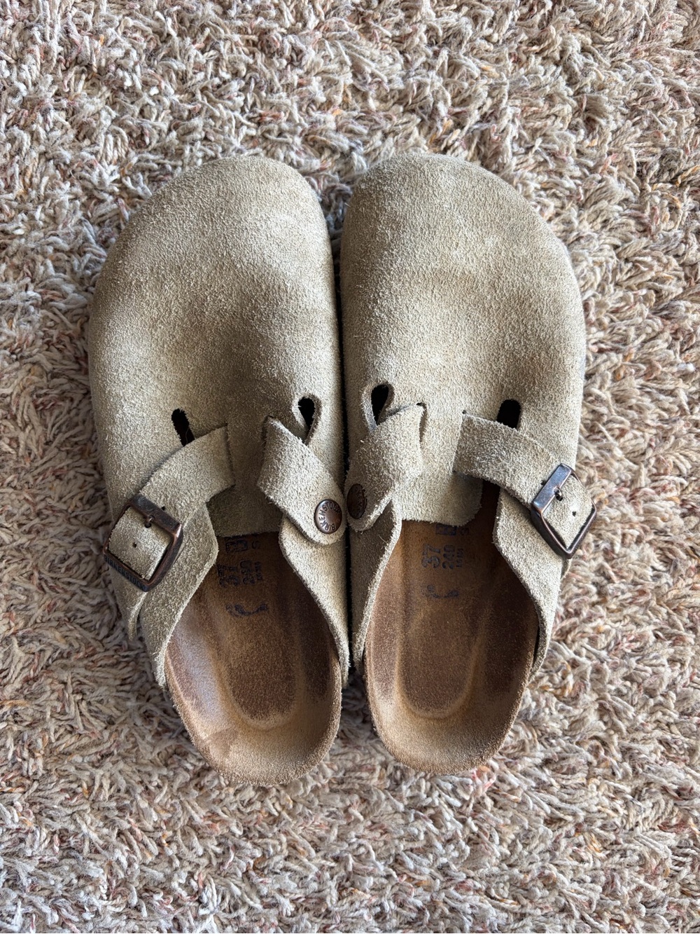 Birkenstock Suede Slip-On Clogs in Light Brown